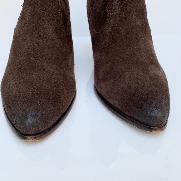 Frye Renee Seam Short Ankle Bootie Distressed Size 8.5 Western Brown Boots - Picture 3 of 14